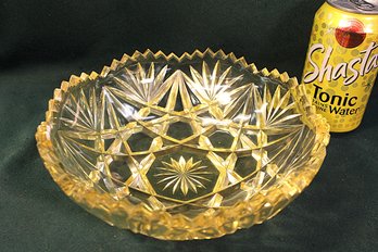 Unusual Antique Cut Yellow Glass Bowl, 8'D   (218)