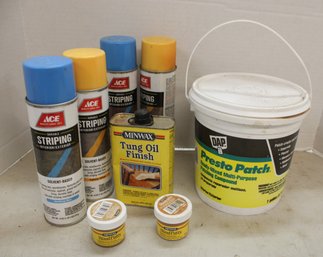 Stucco Patch, Tung Oil, Striping, Wood Putty  (222)