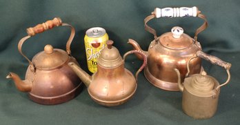Antique Group Of Copper & Brass Teapots   (224)