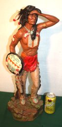 Signed Kindrick, Universal Statuary Corp, Chicago, 1980 Native Am Warrior Statue, Cast Plaster (?),25'H  (229)