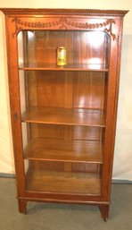 Antique Oak Single Door China/Display Locking Cabinet With Key, Ca.1890, 29x16x57'H   (229)