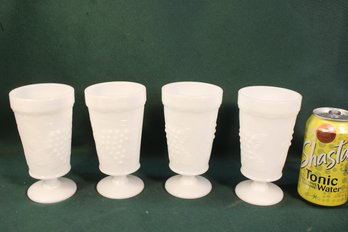 Vintage 4 White Pressed Glass 6'H Footed Tumblers (22)