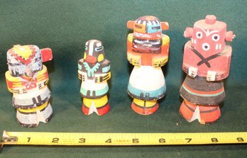 4 Cottonwood Root Kachina Dolls, 3-4'H   (230)