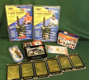 Dale Earnhardt Memorabilia - 6 Slabbed Cards, Walkie-talkies, Playing Cards In Tin, Watch, More  (231)
