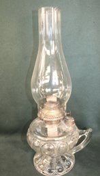 Antique Complete Clear Pattern Glass Oil Finger Lamp, 17'H   (232)