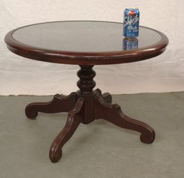 Mahogany Glass Topped End Table W/ Turned Center Leg, 28'x18'H   (234)