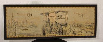 Framed Tapestry 'Charles Lindberg-Spirit Of St. Louis', 58x23'  (237)