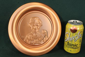 Pure Solid Copper 1979 Norman Rockwell 'Buttergirl' 8'D Collector's Plate, 16 Oz.   (237)