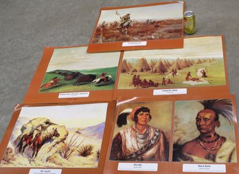 Group Of 5 Prints By Charles Russell From Native American Booklet, 22x17'  (237)
