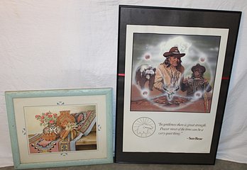 Framed Print, Sun Bear, 1984  & Framed Print By Wolf Otto, 22x19'      (238)