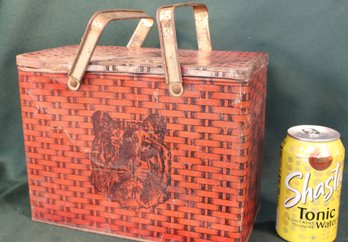 Antique Large Tiger Chewing Tobacco Tin W/Handle, 10x5x8'H   (238)