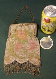French Beaded Purse With Mirror,  Some Restiching Needed   (23)