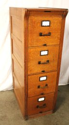Antique 4 Drawer Paneled Quartersawn Oak File Cabinet, Yawman & Erbe Mfg. Co., NY, 17x29x53'H