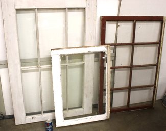3 Old Wood Framed Windows, 31x47', 27x41', 22x30'  (243)