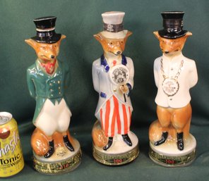 Vintage 3 Beam Fox Whiskey Bottles    (244)