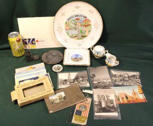 Seattle World's Fair, 1962 - Creamer, Sugar, Ashtray, 10' Plate, Skyride, More  (245)