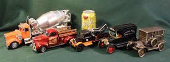 2 Metal Toy Car Banks (One Ertl), Ertl Metal Toy 7' Tow Truck, Metal Ertl Farm Truck, (247)