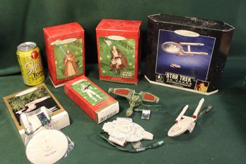 Star Trek & Star Wars Figures-1991&1994 Lighted Hallmark, 2000 SW Fig, 1996 Diecast & 1993 USS Enterprise(248)