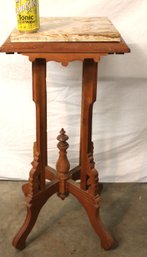 Antique Walnut Marble Top Fern Stand, 14x14x32'H  (24)