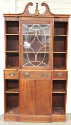 1940s Mahogany Cabinet, W/desk Insert In Center Drawer, Broken Arch Top, Mullioned Door,   (251)