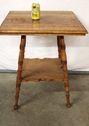 Oak 1900s Square Top Parlor Table W/ Turned Legs, 24x29'H  (251)