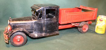 Antique Buddy L Metal Toy Dump Truck, Steering Wheel Moves Tires, 24'   (252)