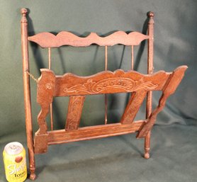 Antique Pressed Oak Hanging Magazine Holder, 17x20'   (254)
