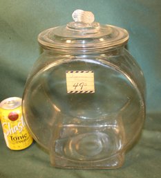 Antique Planters Peanut Jar W/ Lid - Inside Of Lid Has Severe Chipping, 10x13'H   (255)