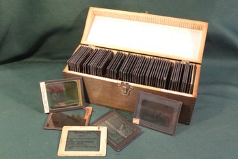 Collection Of 61 4x3' Antique Photograph Ad. Glass Slides & Others, Ca. 1910, In Box   (256)