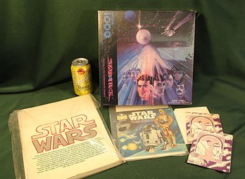 1993 1000pc Star Trek Springbok Puzzle,1979 Star Wars Book(As Is),1979 Sar Wars Record, 2 Greeting Cards (257)