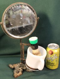 13'H Metal Shaving Mirror Stand W/Adjustable Beveled Mirror & Swivel Cup & Brush  (25)