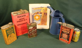 Shell/zerolene Oil Paper Tear Sheet Ad, 2 Quart Oil Pourer, 4 Tins (Oil & More)