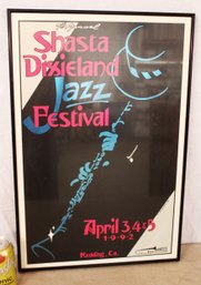 7th Annual Shasta Dixieland Jazz Festival, Redding, Ca. 1992 Framed Poster, 16x24'H  (261)