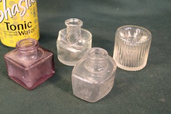 Antique Group Of 4 Glass Ink Bottles   (262)