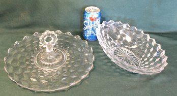 Fostoria American 12' Handled Desert Server &  11x7' Vegetable Bowl  (263)