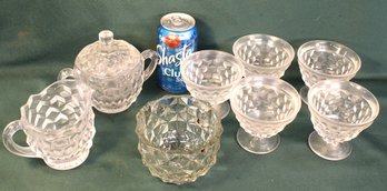 Fostoria American4'd Bowl, Sugar & Creamer, 5 Sherbets  (265)