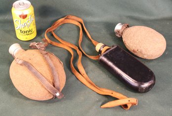 Antique 3 Old, Pre WWII German  Canteens, 8-9'H   (265)