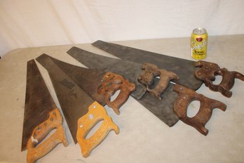 Antique 6 Rip And Crosscut Hand Saws  (267)