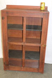 Vintage Pine Wood Cabinet, 28x12x44'H, One Panel Of Glass Is Cracked   (271)