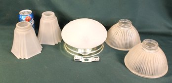 5 Pressed Glass Lamp Shades  (273)
