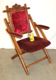 Antique Upholstered Victorian Walnut Folding Chair   (273)