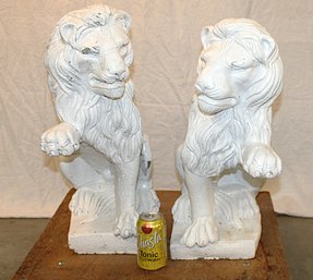 Pair Of Very Heavy Concrete Entry Way Guardian Lions, 9x14x24'H   (275)