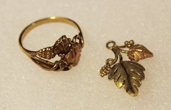 Black Hills Gold Ring (size 4.75) & Pendant  (276)