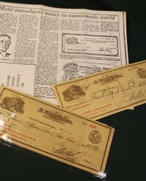 2 Cancelled Checks From Max Mehl - Founder Of The Numismatic Co, 1929 & 1930  (276)