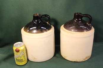 Pair Of Antique Ceramic  Whiskey Jugs, 10'H  (277)