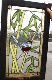 Vintage Framed Stained Glass Window W/some Cracks, 15.5x25'H  (278)