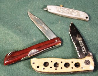 3 Knives  -  2 Pocket Knives (Smith & Wesson & Okapi Germany) & Ace Box Cutter   (279)