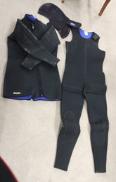 2 Wet Suits, Size ML & 'Deep Sea' Head Piece   (280)