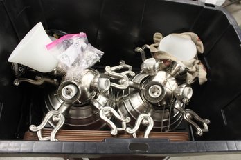 Pair Of 5 Lite Hampton Bay Ceiling Fans W/ Shades, Ceiling Mount And Blades, Unused  (282)