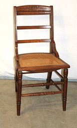 Pressed Back Walnut Side Chair W/caned Seat & Hip Rests, Ca 1890   (285)